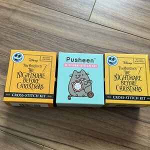 LOT OF 3 CROSS STITCH KITS. NIGHTMARE BEFORE CHRISTMAS/PUSHEEN